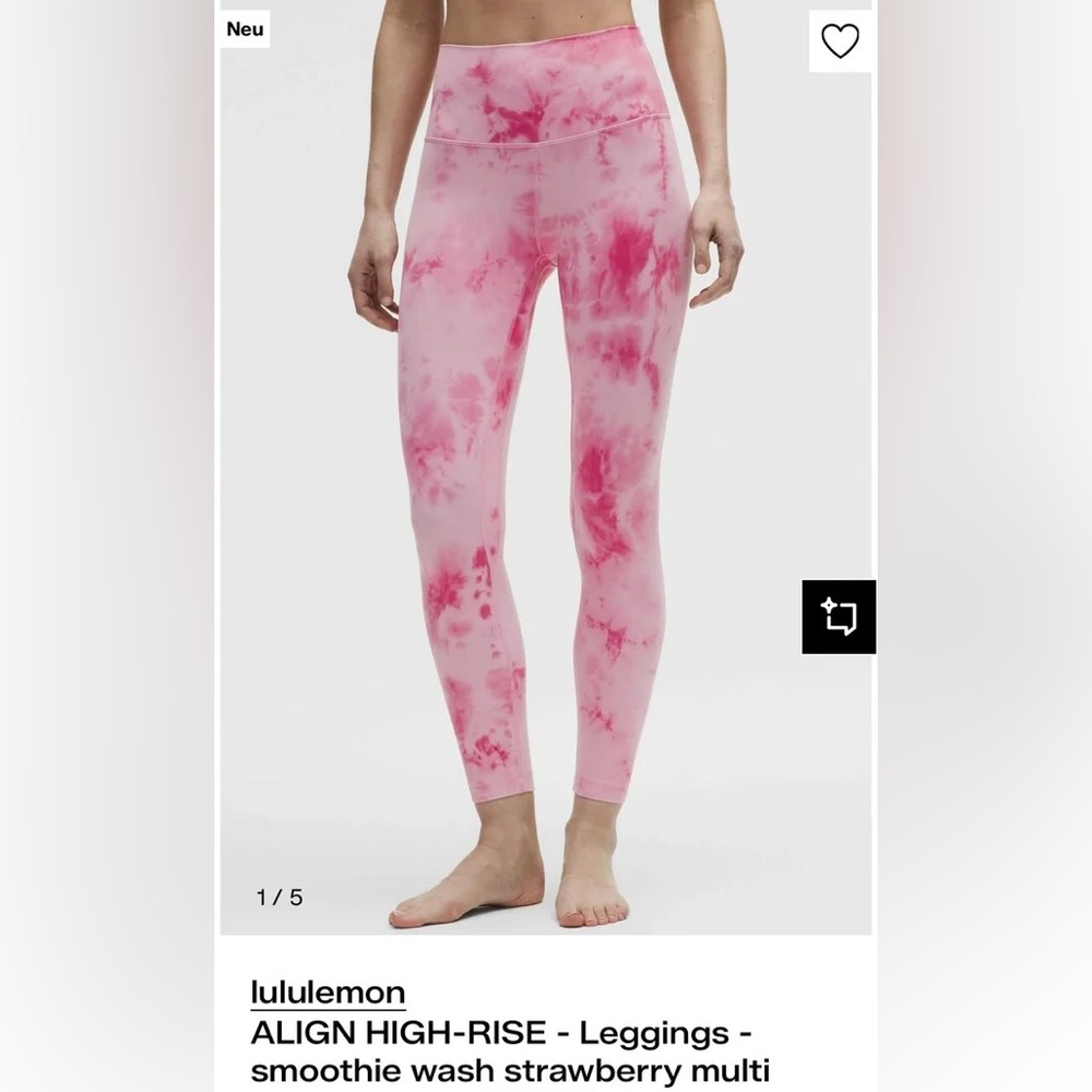 lululemon Align No line 28” leggings smoothie wash strawberry pink size 6 - Picture 2 of 8